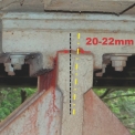 Obr. 18 – Detail naklonění pevného ložiska na pilíři P2, protivodní nosník mostu