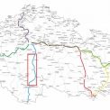 Obr. 1 – Mapa koridorů ČR s vyznačením modernizovaného úseku IV. koridoru (Zdroj obrázku: http://www.szdc.cz/o-nas/zeleznicni-mapy-cr.html)