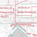 Situace zajištění domu č. p. 603 pilotovou stěnou
