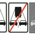 Obr. 2 – Koncept dopravních značek „Jízda přes dva pruhy“, „Konec jízdy přes dva pruhy“ a varianta pro proměnné dopravní značení.