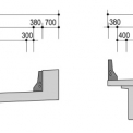Obr. 3 – Příčné řezy – vlevo příčný řez zavěšené části, vpravo přístupových estakád