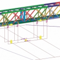 Obr. 9 – Pohled na výpočtový model demontáže železničního mostu včetně soulodí – pole č. 2