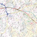 Celková situace návrhu tratě v úseku Praha – Benešov ukazuje dokládané varianty. Doporučená trasa je N1 (červeně). Pro napojení do železničního uzlu Praha jsou navíc doloženy trasy přes Hostivař a Měcholupy, zapojení do Benešova nabízí různé možnosti