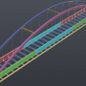Obr. 6 – 3D model ocelové konstrukce mostu vytvořený v programu Advance Steel