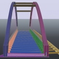 Obr. 7 – 3D model ocelové konstrukce mostu vytvořený v programu Advance Steel