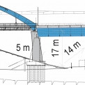 Společný pilíř P1 pro podepření mostu přes D3 Langerův trám a estakády