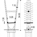 Obr. 7 – Pylon – realizovaný návrh: a) příčný řez, b) podélný řez