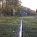 Střešovická – tramvaj v podzimní přírodě (PP Střešovické skály)