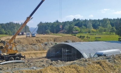 Ocelová přesypaná konstrukce SuperCor s velkou výškou vlny na stavbě I/11 Oldřichovice – Bystřice