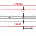 Obr. 2 – Detail geometrie tunelu a umístění vlaku
