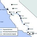 Obr. 1 – Základní rozfázování realizace kalifornského vysokorychlostního systému (zůstává od r. 2012 neměnné) (Zdroj: Jim Taylor. Review of High-Speed Rail Draft 2016 Business Plan. Sacramento: LAO, 17. 3. 2016.)