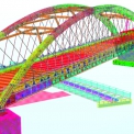 Model ocelové konstrukce mostu The Ordsall Chord vytvořený programem Tekla Structures.