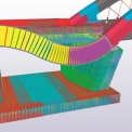 Model železobetonové konstrukce mostu The Ordsall Chord vytvořený v programu Tekla Structures