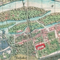 Obr. 2 – Historická mapa Karlína s viaduktem