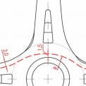 Obr. 9 – Trajektorie průjezdu vozidla JOK (D = 30 m) pro výpočet dosahované rychlosti na okružním pásu (zdroj: TP 135)