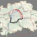 Obr. 1 – Orientační situace Prahy – bílým puntíkem je označeno místo nasazení hydrofrézy.