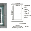 Obr. 3 – Realizace protihlukového štítu z tenké piezoelektrické fólie z polyvinydilenfluoridu (PVDF) upevněné v hliníkovém rámu.