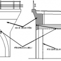 Obr. 2 Konstrukční systém zesílení kleneb příčným předpětím a čelními stěnami - vlevo pohled na novou čelní stěnu s kotvami kabelů, vpravo uspořádání klenby, čelních stěn a příčných kabelů
