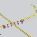 Model křížících se komunikací a mostního tělesa vytvořených v AutoCAD Civil 3D