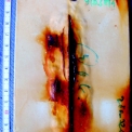 Destička s výsledným korozním poškozením po zkoušce CHRL II, výzkumný projekt ministerstva dopravy
