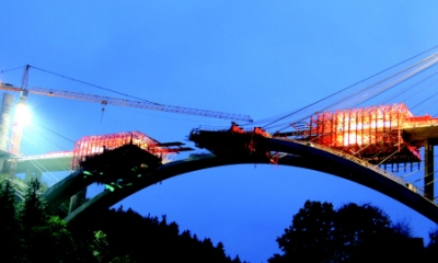 Výstavba mostu Opárno na stavbě dálnice D8 – 0805 Lovosice – Řehlovice